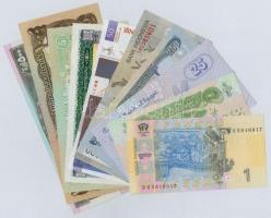 Vegyes: 10db-os hajtatlan papírpénz tétel, közte iraki, iráni, egyiptomi és szír bankjegyek T:I Mixed: 10pcs of unfolded paper money lot, including Iraqi, Irani, Egyptian and Syrian banknotes C:UNC