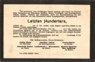 Letzten Hunderters. Die tieftrauernden Hinterbliebenen / Last Hundreds. WWI K.u.k. military memorial postcard. Muster Nr. 11.