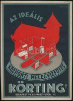 1932 Bp., VIII., Az ideális központi melegvízfűtés - Körting Rt., felelős kiadó: Heise Henrik, 23x17 cm