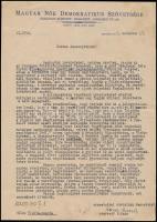 1947 Bp., A Magyar Nők Demokratikus Szövetsége által írt levél kastélyigénylés ügyében