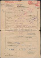 1942 Katonai menetlevél hitelezett vasúti (hajó, társasgépkocsi) utazásra + szabadságolási igazolván...