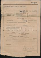 1942 Katonai menetlevél hitelezett vasúti (hajó, társasgépkocsi) utazásra + szabadságolási igazolván...