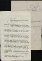 1939-1944 Magyar Cigányzenészek Országos Egyesülete alapszabályzata, periratok, ügyvédi meghatalmazá...