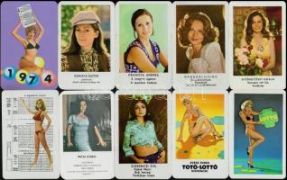 1974-1982 10 db hölgyeket, színésznőket ábrázoló kártyanaptár