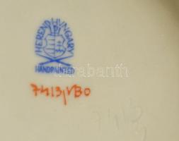 Herendi Viktória mintás áttört füles tálka, kézzel festett, jelzett, hibátlan, 14x10x5 cm