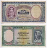 Görögország 1939. 500D + 1000D T:III,III- Greece 1939. 500 Drachmai + 1000 Drachmai C:F,VG