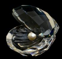 Swarovski csiszolt kristály kagyló tekla gyönggyel, 6×4,5 cm