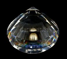 Swarovski csiszolt kristály kagyló tekla gyönggyel, 6×4,5 cm