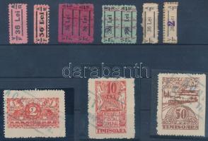 Temesvári helyi illetékbélyegek (11 db bélyeg) stecklapon