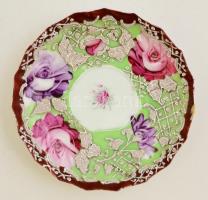 Jelzett teás csésze, matricás plasztikus díszítéssel, apró lepattanással