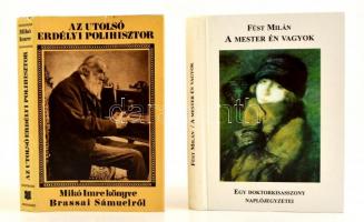 2 db szépirodalmi és történeti könyv: Mikó Imre: Az utolsó erdélyi polihiszit. Száz dokumentum és történet Brassai Sámuelről. Bukarest, 1971, Kriterion. Egészvászon kötésben, papír védőborítóban. Füst Milán: A mester én vagyok. Bp., 1998, Fekete Sas. Kartonált papírkötésben