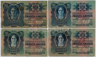 1913. 20K (4x) ebből kettő román felülbélyegzéssel és kettő hamis "Pécs-Baranya Köztársaság&quo...