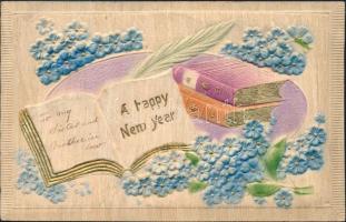 Happy New Year! New Year greeting card. Emb. litho (EK)