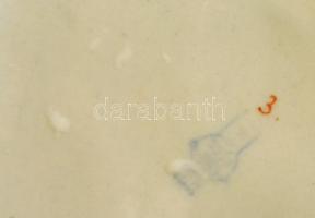 Zsolnay búgócsigás kislány, kézzel festett, jelzett, apró kopásokkal, m: 12 cm