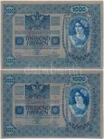 1902. 1000K (2x) mindkettő piros "Deutschösterreich" felülbélyegzéssel és hamis "IV. ...