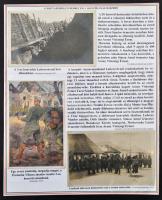 A magyar királyi 3. debreceni honvéd gyalogezred története. Különleges, egyedi összeállítás az első világháborús gyalogezredről, 4 nemzetiszín tablón részletes nyomtatott szöveggel, rajta 10 eredeti képeslappal (képeslapok, fotólapok 1915-1916, 1940), tábori postával, egy hadnagyi katonai azonossági igazolvánnyal (1918), egy reklám nyomtatvánnyal (1915.), köztük Szirmay Ödön főhadnagyról készült fotólappal, a képeslapok, fotók nincsenek felragasztva a tablókra./   / History of 3th Hungarian Royal Army Infantry Regiment of Debrecen, with 10 pc. original postcards, 1 pc. military ID card, 1 pc. army field service postcard, and 1 pc. advertisment, on 4 sheets, not glued on the paper.