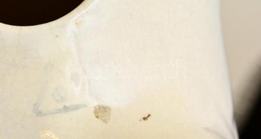 Jelzett malacpersely, kézzel festett mázas kerámia, kopott, h: 21 cm, m:14 cm