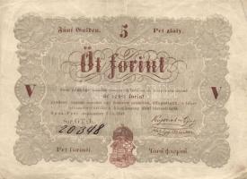 1848. 5Ft "Kossuth bankó" barna, "Buda-Pest" szó után nincs vessző T:II/III+