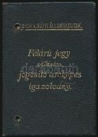 1936-38 Magyar Királyi Államvasutak (MÁV) félárú jegy váltására jogosító fényképes igazolvány egészb...