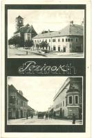 Bazin, Bösing, Bözing, Pezinok; Piac tér, templom, utcakép / market square, church, street (Rb)