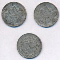 1896KB 1K Ag "Millenium" (2x) + 1914KB 1K Ag "Ferenc József" T:2,2- patina