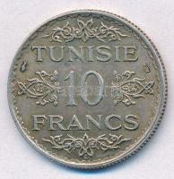 Tunézia / Francia Protektorátus 1934. (1353) 10Fr Ag T:2 kis ph. Tunisia / French Protectorate 1934. (1353) 10 Francs Ag C:XF small edge error