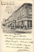 Lugos, Lugoj; Fő tér, Fischl Alfred üzlete, Wolf Manó párisi áruháza és saját kiadása / main square, shops (EB)