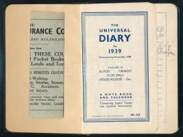 1939 Angol zsebnaptár magyar nyelvű bejegyzésekkel