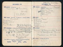 1939 Angol zsebnaptár magyar nyelvű bejegyzésekkel