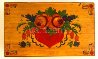 Kézzel festett nagyméretű fa ládika 18x31x12 cm