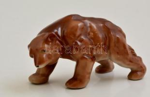 Medve, porcelán figura, jelzés nélkül, hibátlan, 17x9,5 cm