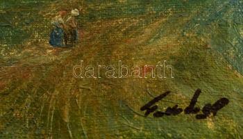 Olvashatatlan jelzéssel: Hazafelé. Olaj, vászon, 9×9 cm