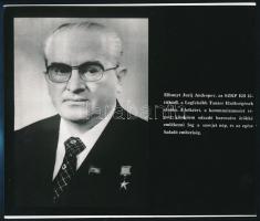 1984-1985 2 db fotó (az egyik MTI) Andropov haláláról, illetve Gorbacsov főtitkári kinevezéséről, kb...