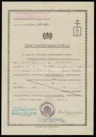 cca 1941-1944 2 db származásigazolással kapcsolatok okmány, az egyik kitöltetlen