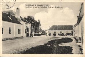 Vágdebrőd, Drahócz, Drahovce; Vendéglő és szövetkezeti üzlet / Hostinec a hlavny obchod Potrav. druzstva / restaurant and shop (EK)