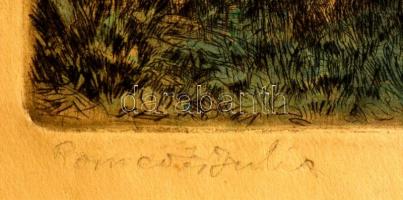 Ruzicskay György (1896-1993): Rómeó és Júlia. Színezett rézkarc, papír, jelzett, 34×25 cm