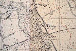 1937 Gérce és környékének térképe, kiadja M. Kir. Állami Térképészet, 35x47 cm