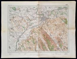 1937 Győr és környékének katonai térképe, kiadja a M. Kir. Állami Térképészet, 47x63 cm