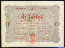 1848. 5Ft "Kossuth bankó" vörösbarna, ritkább hátlapi második sorban ékezet + ékezet román nyelvű variánssal  T:II