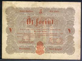 1848. 5Ft "Kossuth bankó" vörösbarna T:III+