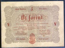 1848. 5Ft "Kossuth bankó" vörösbarna T:III+