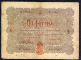 1848. 5Ft "Kossuth bankó" vörösbarna T:III-