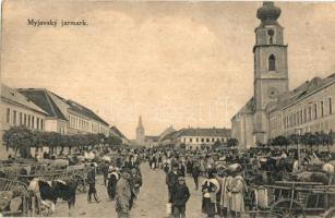 Miava, Myjava; Jarmark / piac árusokkal / market with vendors (EB)
