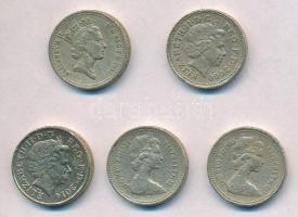 Nagy-Britannia 1983-2014. 1Ł (5xklf) T:2,2- Great Britain 1983-2014. 1 Pound (5xdiff) C:XF,VF