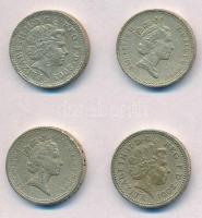 Nagy-Britannia 1985-2008. 1Ł (4xklf) T:2-,3 Great Britain 1985-2008. 1 Pound (4xdiff) C:VF,F