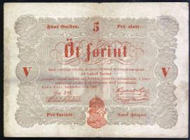 1848. 5Ft "Kossuth bankó" vörösbarna T:III-