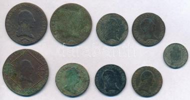 9db-os vegyes magyar rézkrajcár tétel, közte 1800S 1kr Cu; 1812S 1kr Cu; 1883KB 1kr Cu T:2,2-,3