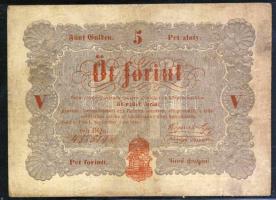 1848. 5Ft "Kossuth bankó" vörösbarna T:III-