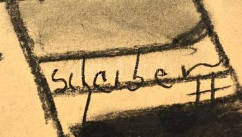 Scheiber jelzéssel: Szunyókáló. Szén, karton, 30×24 cm