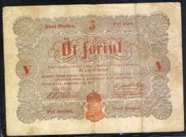 1848. 5Ft "Kossuth bankó" vörösbarna T:III-